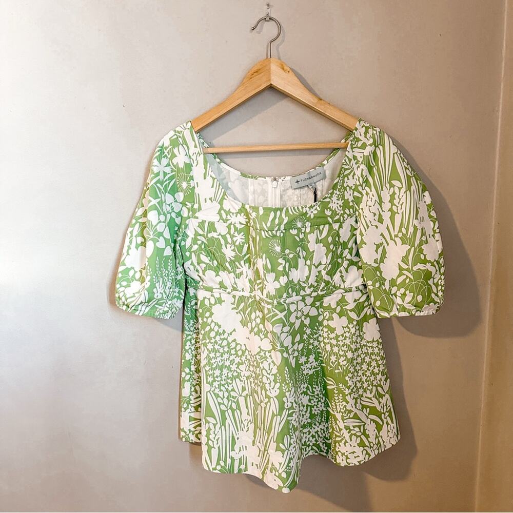 Tuckernuck Nealy Corset Top Green Garden Floral Print NEW Medium